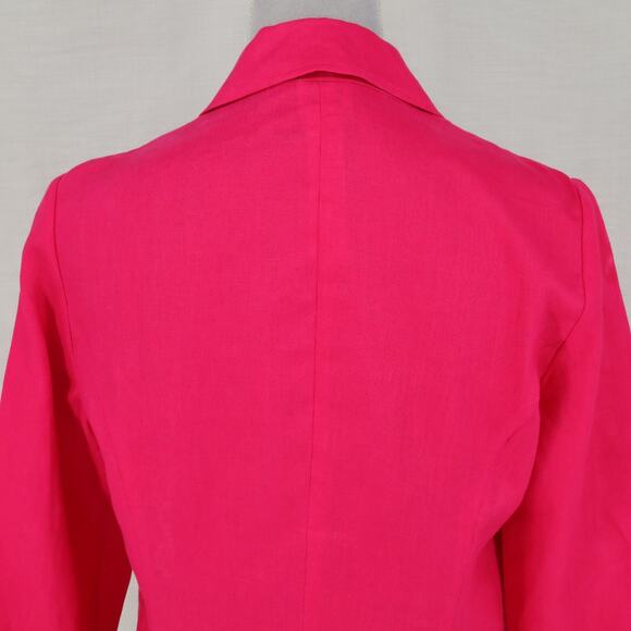 Chicos Jacket 0 Womens 4 Small Linen Pink Embroidered Cut Outs Open Lightweight - Picture 9 of 16